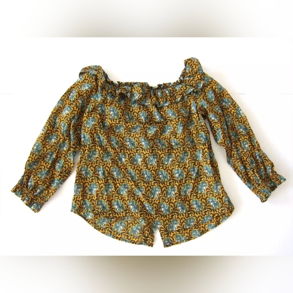 J.Crew Off the Shoulder Ratti Elephant Print Top long sleeve size 14 - Picture 5 of 16